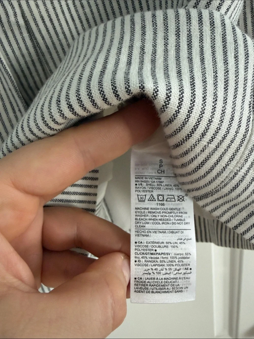 Old Navy‎ Cream and Blue Striped Double-Breasted Oversized Blazer, small